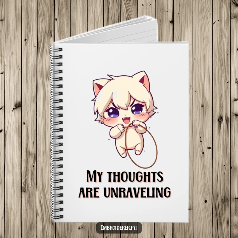 Funny Notebook: Mischievous character playfully pulling a loose thread from fabric, perfect for capturing witty thoughts and creative ideas humorously.