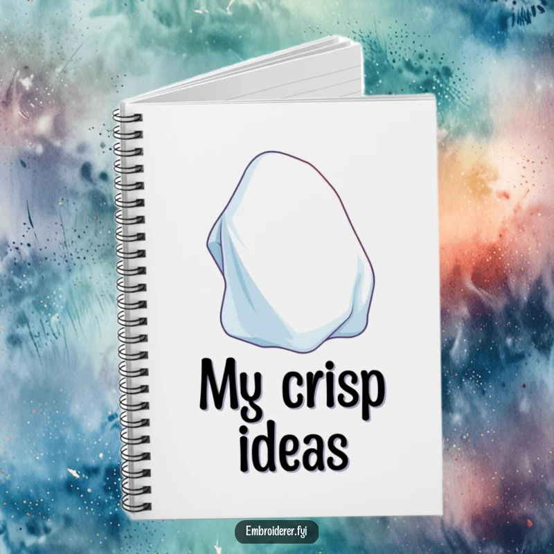 Funny Iron Notebook cover showing a contented iron smoothing fabric, ready for tidy notes and plans.