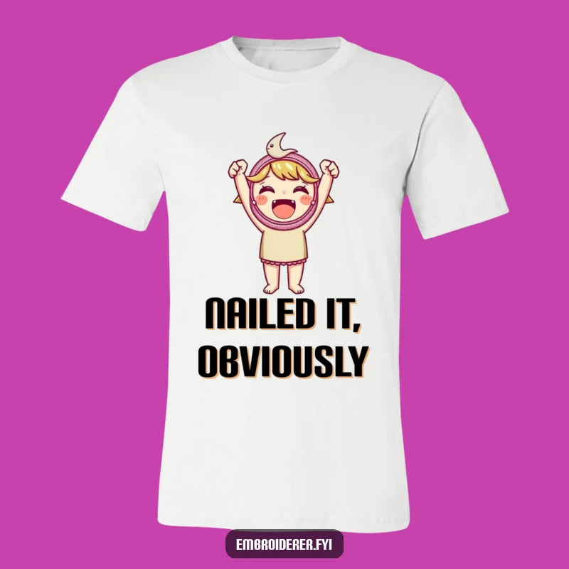 Funny Embroidered Patch T-Shirt: Victorious Crafter Graphic Tee, Proud Maker's Gift