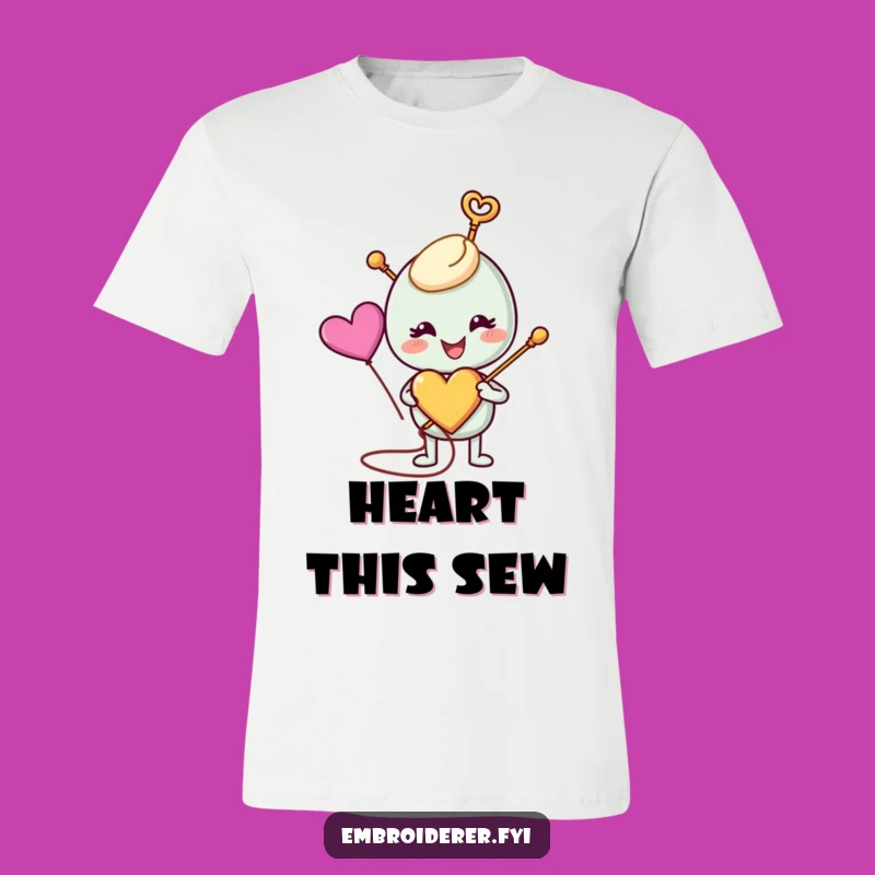 Funny Sewing Needle Heart T-Shirt: Gift for Crafters & Hobbyists
