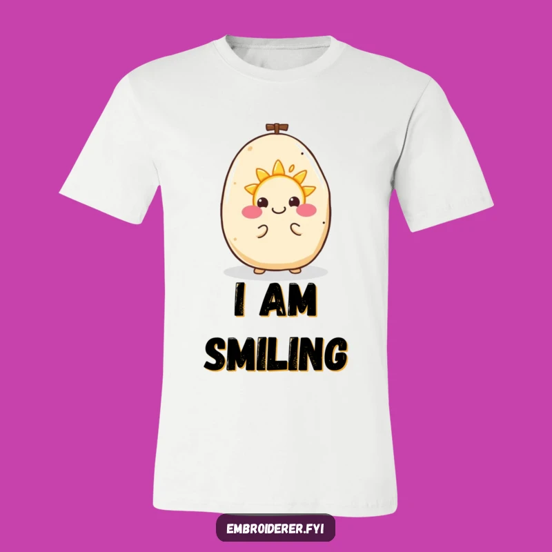 Funny Happy Potato Embroidering Sun T-Shirt: Cheerful Craft Tee for Sunny Personalities