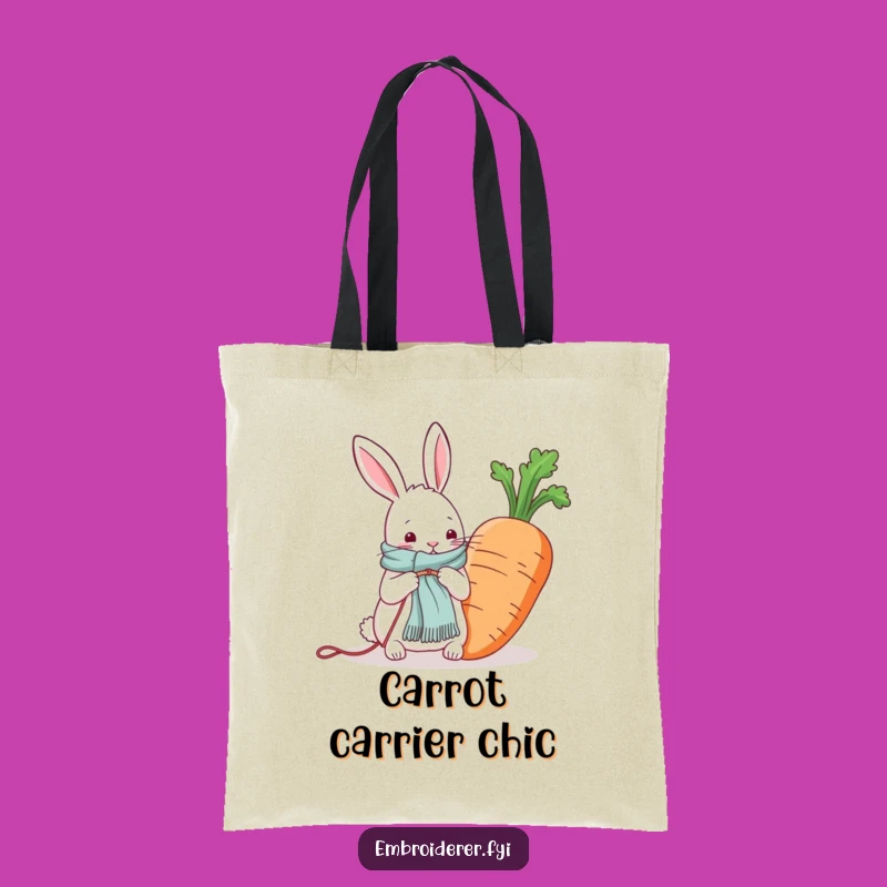Funny Rabbit Knitting Carrot Scarf Tote Bag: Carry Your Projects in Style and Humor