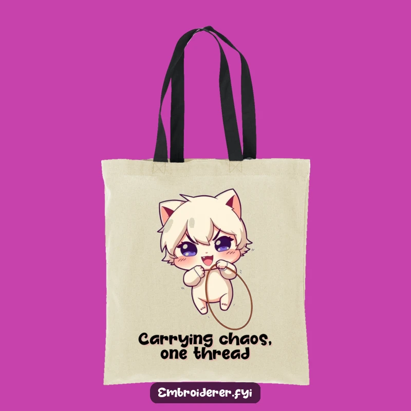 Funny Tote Bag: Mischievous Character Unraveling Fabric, Ideal Funny Gift for Shoppers