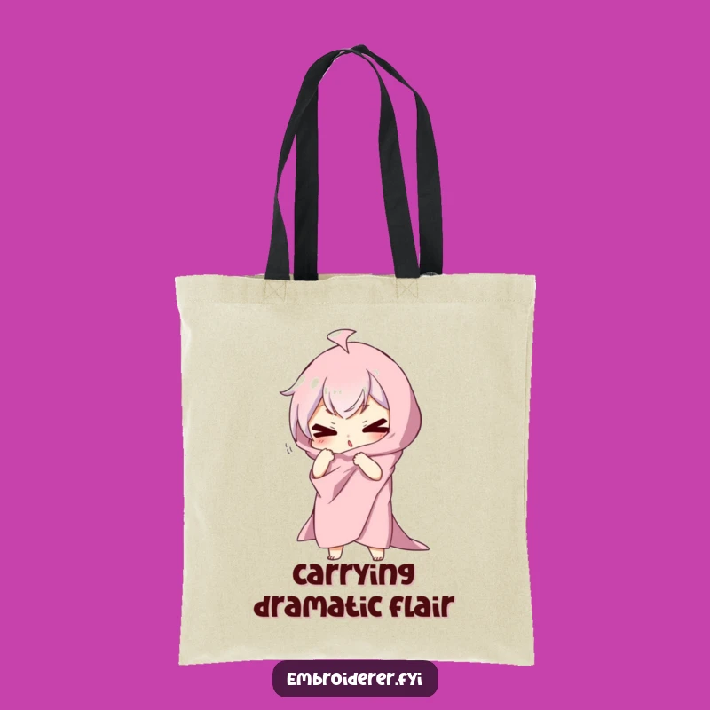 Funny Dramatic Pose Tote Bag: Silly Fabric Character Accessory for Groceries