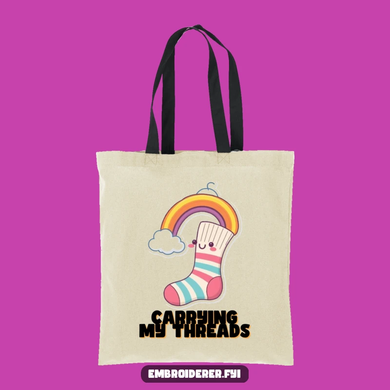 Funny Sock Rainbow Tote Bag - Creative Artisan Shopping Bag