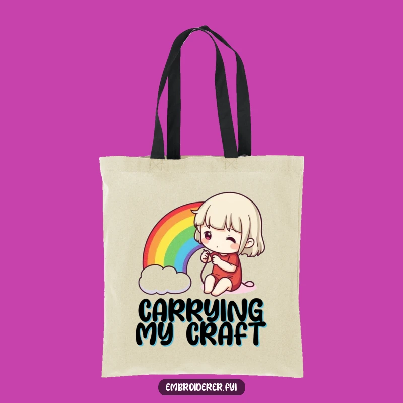 Funny Stitching Rainbow Tote Bag: Durable Craft Art Bag, Vibrant Organizer's Gift